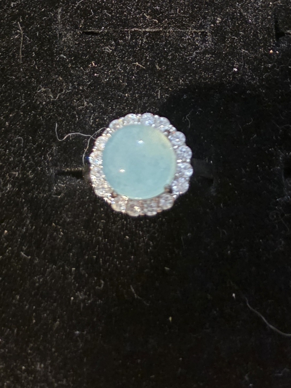 Aqua Blue Jade Halo Ring - Women Jewelry